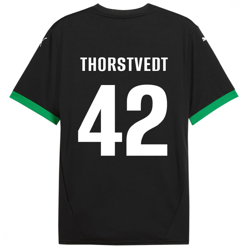 Kinder Fußball Kristian Thorstvedt #42 Schwarz Dunkelgrün Heimtrikot Trikot 2024/25 T-Shirt Luxemburg