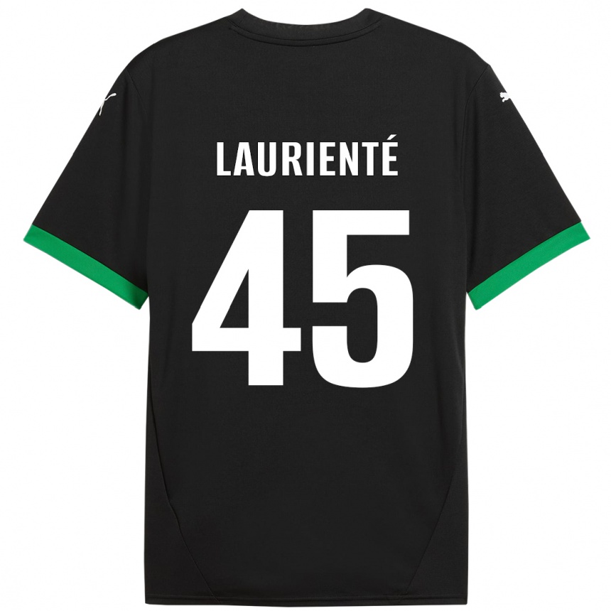 Kinder Fußball Armand Laurienté #45 Schwarz Dunkelgrün Heimtrikot Trikot 2024/25 T-Shirt Luxemburg