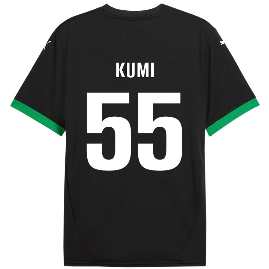 Kinder Fußball Justin Kumi #55 Schwarz Dunkelgrün Heimtrikot Trikot 2024/25 T-Shirt Luxemburg