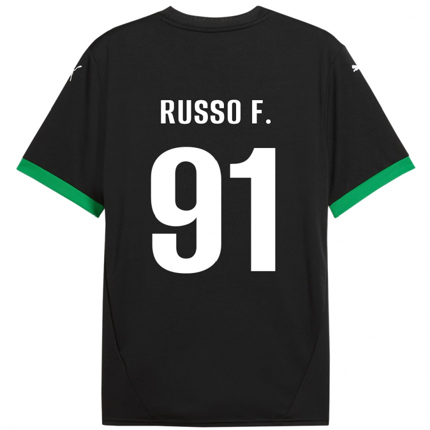 Kinder Fußball Flavio Russo #91 Schwarz Dunkelgrün Heimtrikot Trikot 2024/25 T-Shirt Luxemburg