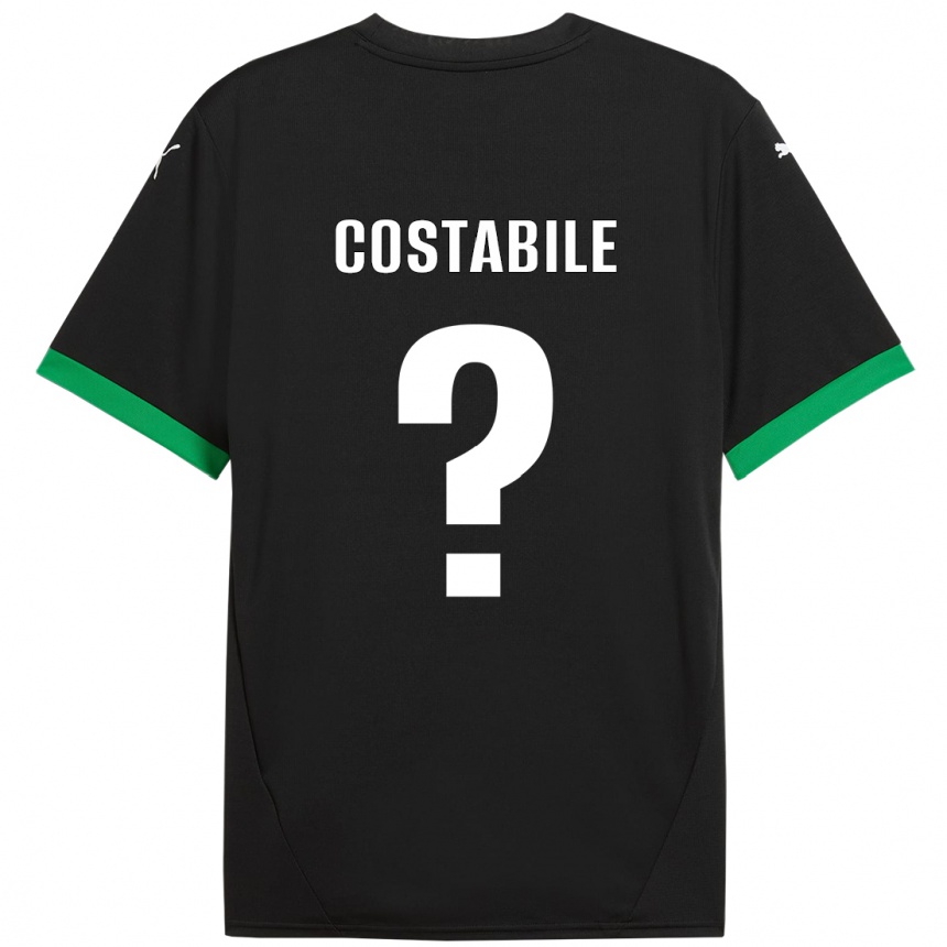 Kinder Fußball Cristian Costabile #0 Schwarz Dunkelgrün Heimtrikot Trikot 2024/25 T-Shirt Luxemburg