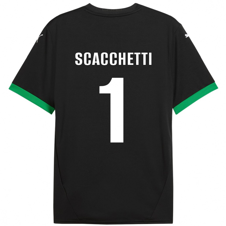 Kinder Fußball Alessandro Scacchetti #1 Schwarz Dunkelgrün Heimtrikot Trikot 2024/25 T-Shirt Luxemburg