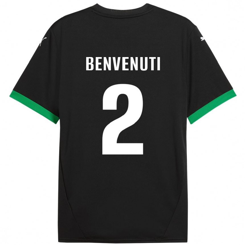 Kinder Fußball Giacomo Benvenuti #2 Schwarz Dunkelgrün Heimtrikot Trikot 2024/25 T-Shirt Luxemburg