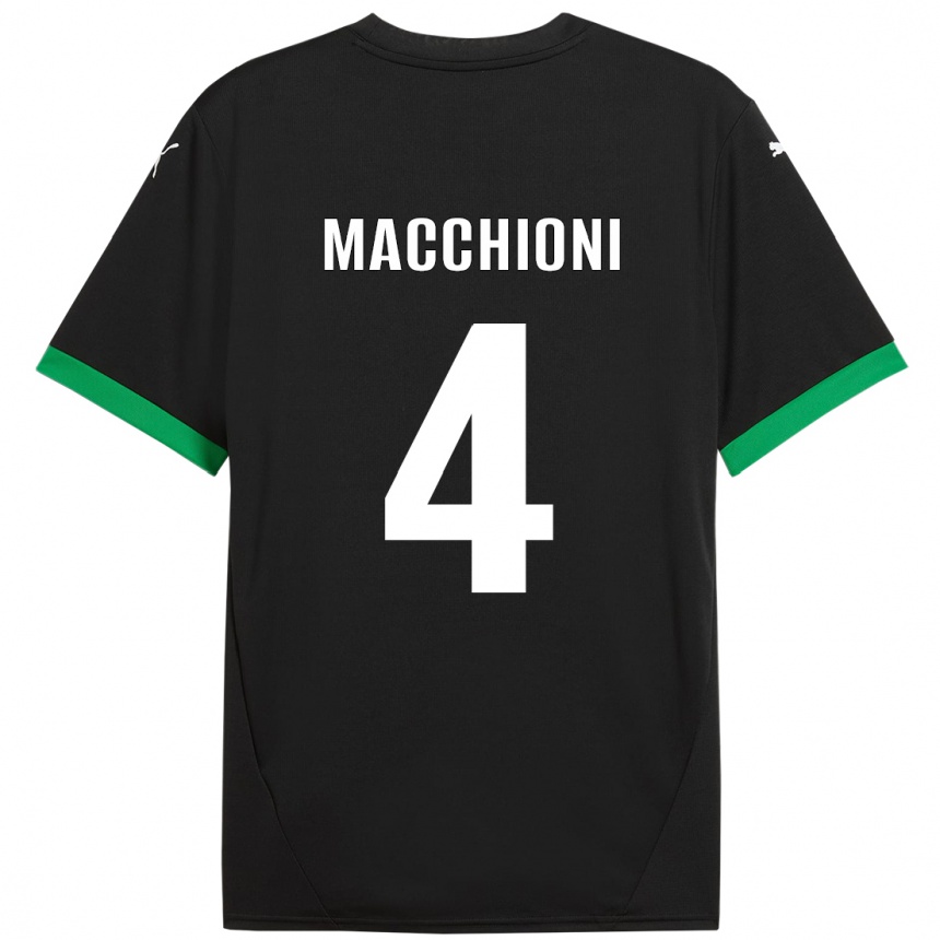 Kinder Fußball Tommaso Macchioni #4 Schwarz Dunkelgrün Heimtrikot Trikot 2024/25 T-Shirt Luxemburg