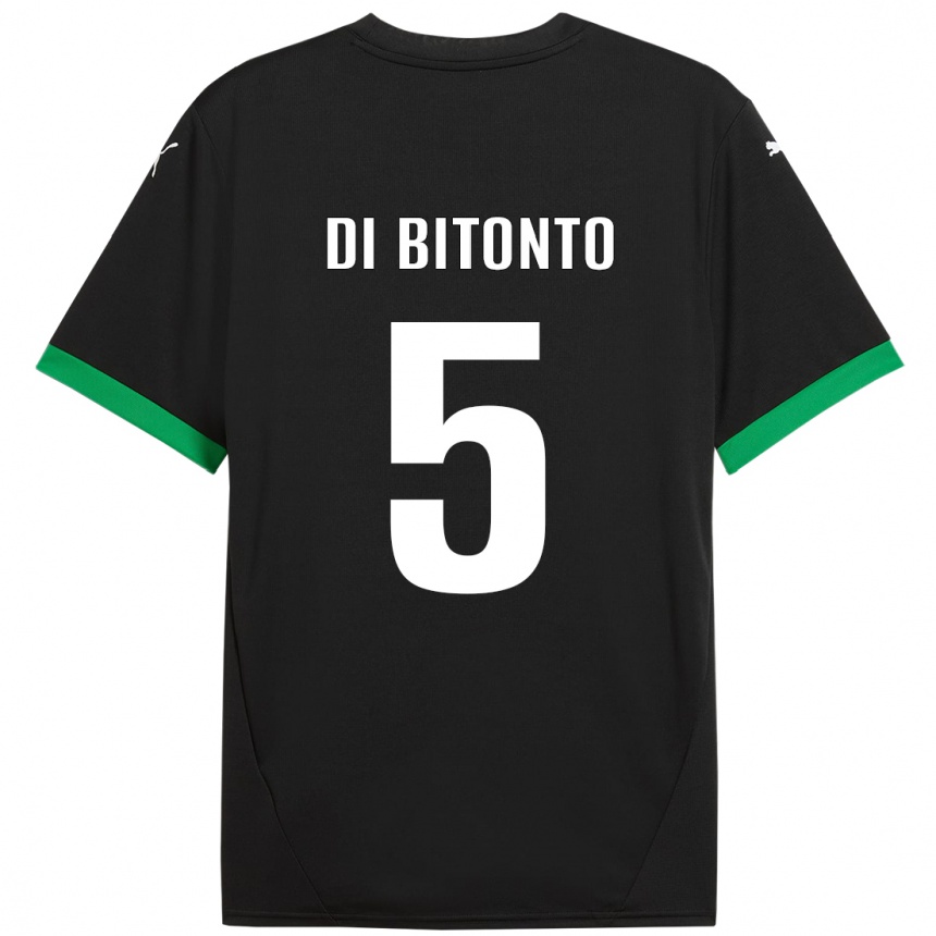 Kinder Fußball Alessandro Di Bitonto #5 Schwarz Dunkelgrün Heimtrikot Trikot 2024/25 T-Shirt Luxemburg