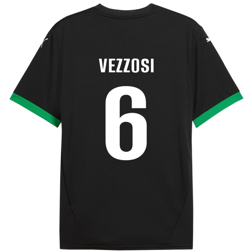 Kinder Fußball Giorgio Vezzosi #6 Schwarz Dunkelgrün Heimtrikot Trikot 2024/25 T-Shirt Luxemburg