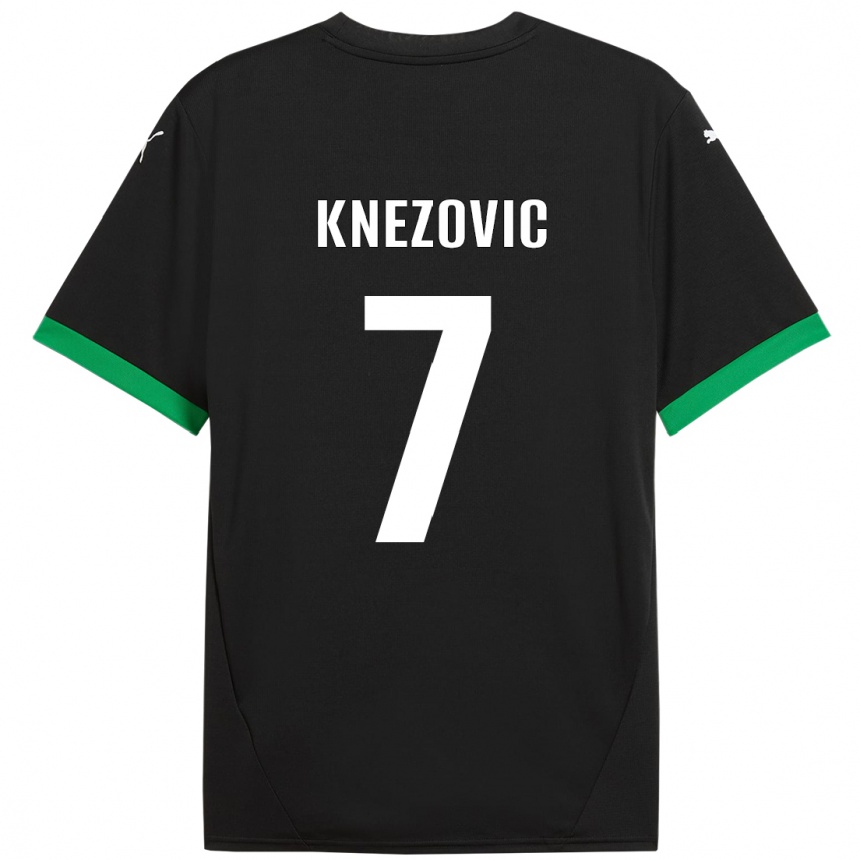 Kinder Fußball Borna Knezovic #7 Schwarz Dunkelgrün Heimtrikot Trikot 2024/25 T-Shirt Luxemburg