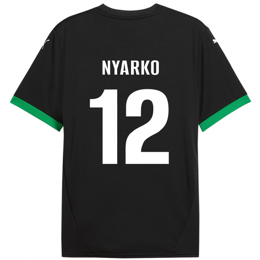 Kinder Fußball Lorenzo Nyarko #12 Schwarz Dunkelgrün Heimtrikot Trikot 2024/25 T-Shirt Luxemburg