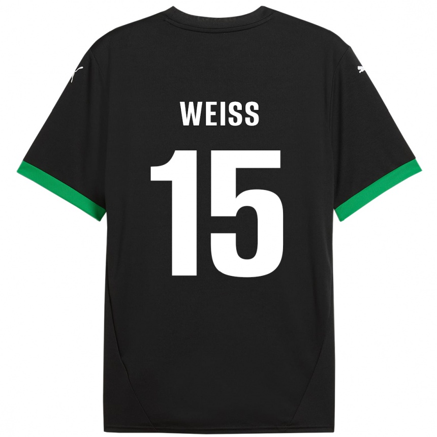 Kinder Fußball David Weiss #15 Schwarz Dunkelgrün Heimtrikot Trikot 2024/25 T-Shirt Luxemburg