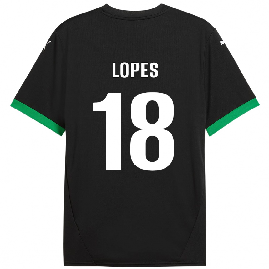 Kinder Fußball Emerick Lopes #18 Schwarz Dunkelgrün Heimtrikot Trikot 2024/25 T-Shirt Luxemburg