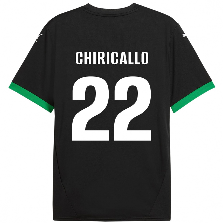 Kinder Fußball Giovanni Chiricallo #22 Schwarz Dunkelgrün Heimtrikot Trikot 2024/25 T-Shirt Luxemburg