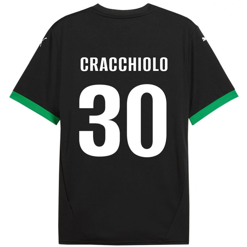 Kinder Fußball Leonardo Cracchiolo #30 Schwarz Dunkelgrün Heimtrikot Trikot 2024/25 T-Shirt Luxemburg