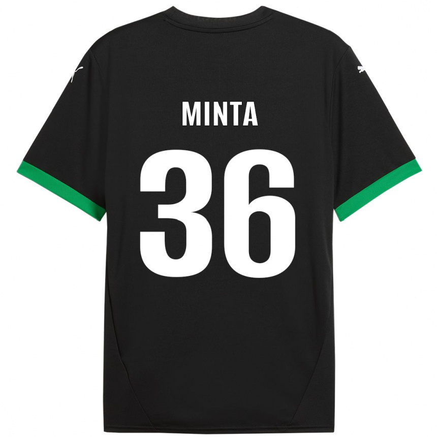 Kinder Fußball Amoako Minta #36 Schwarz Dunkelgrün Heimtrikot Trikot 2024/25 T-Shirt Luxemburg