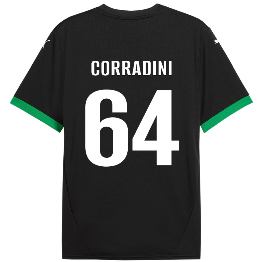 Kinder Fußball Francesco Corradini #64 Schwarz Dunkelgrün Heimtrikot Trikot 2024/25 T-Shirt Luxemburg