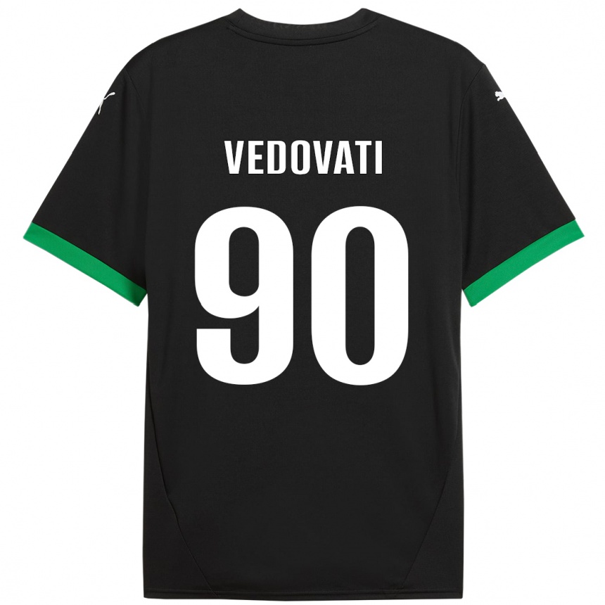 Kinder Fußball Gabriele Vedovati #90 Schwarz Dunkelgrün Heimtrikot Trikot 2024/25 T-Shirt Luxemburg