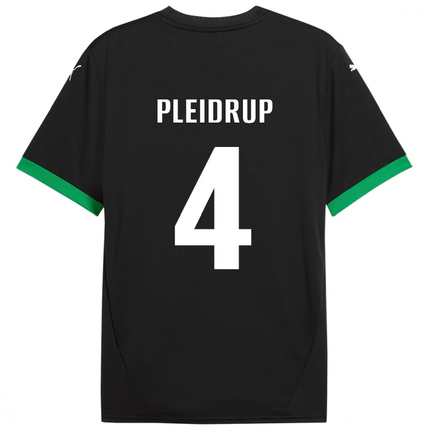 Kinder Fußball Caroline Pleidrup #4 Schwarz Dunkelgrün Heimtrikot Trikot 2024/25 T-Shirt Luxemburg