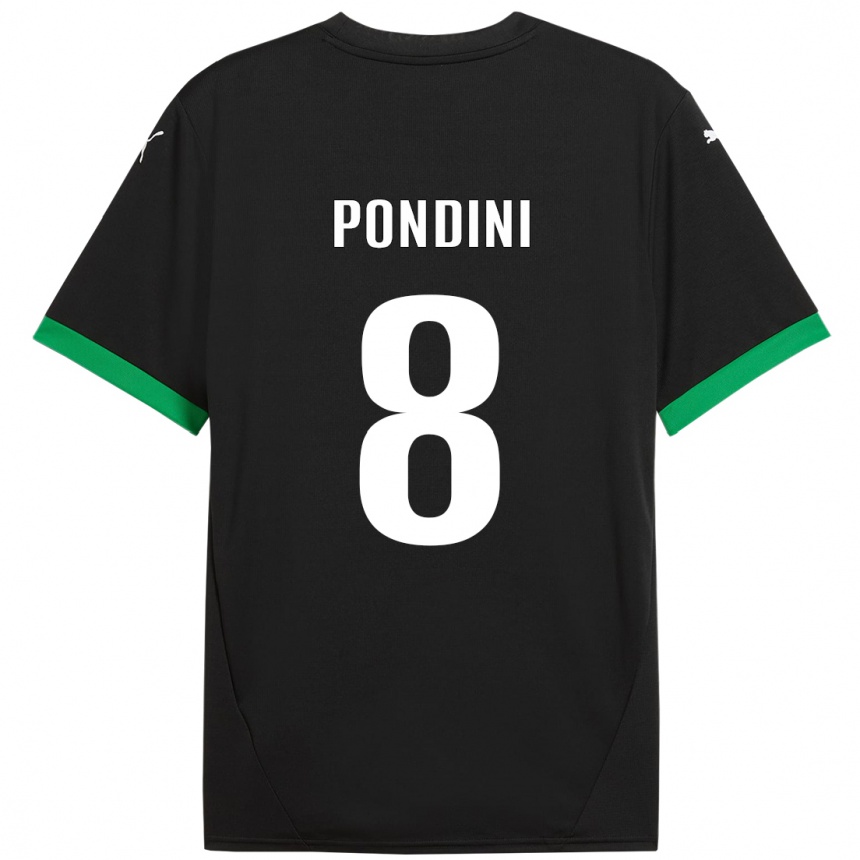 Kinder Fußball Giada Pondini #8 Schwarz Dunkelgrün Heimtrikot Trikot 2024/25 T-Shirt Luxemburg