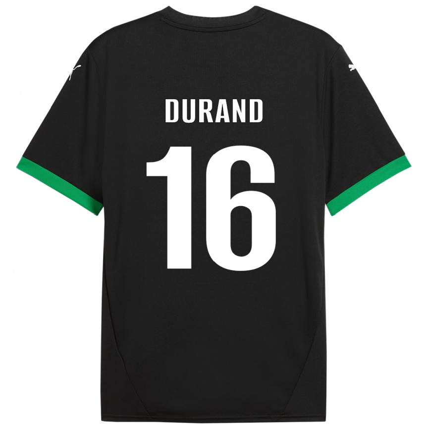 Kinder Fußball Solène Durand #16 Schwarz Dunkelgrün Heimtrikot Trikot 2024/25 T-Shirt Luxemburg