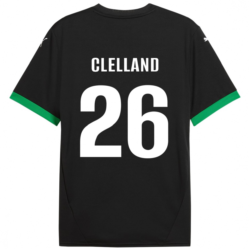 Kinder Fußball Lana Clelland #26 Schwarz Dunkelgrün Heimtrikot Trikot 2024/25 T-Shirt Luxemburg