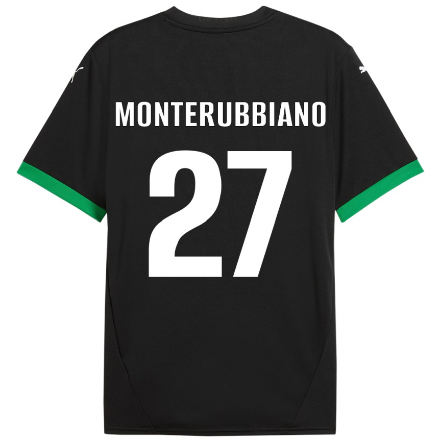 Kinder Fußball Valeria Monterubbiano #27 Schwarz Dunkelgrün Heimtrikot Trikot 2024/25 T-Shirt Luxemburg