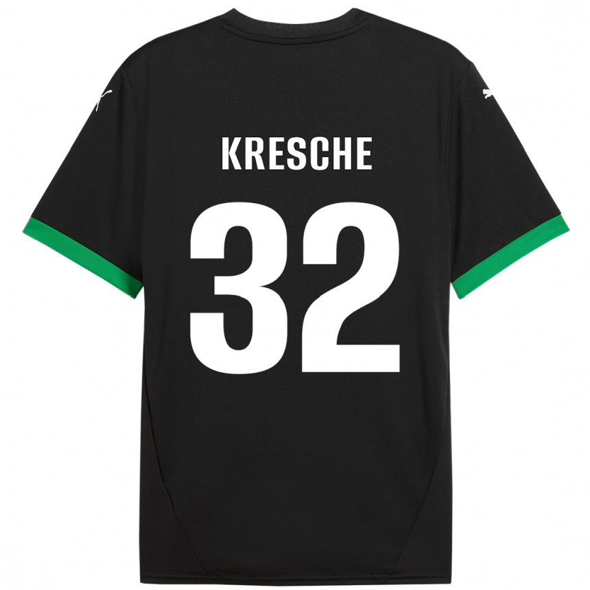 Kinder Fußball Isabella Kresche #32 Schwarz Dunkelgrün Heimtrikot Trikot 2024/25 T-Shirt Luxemburg