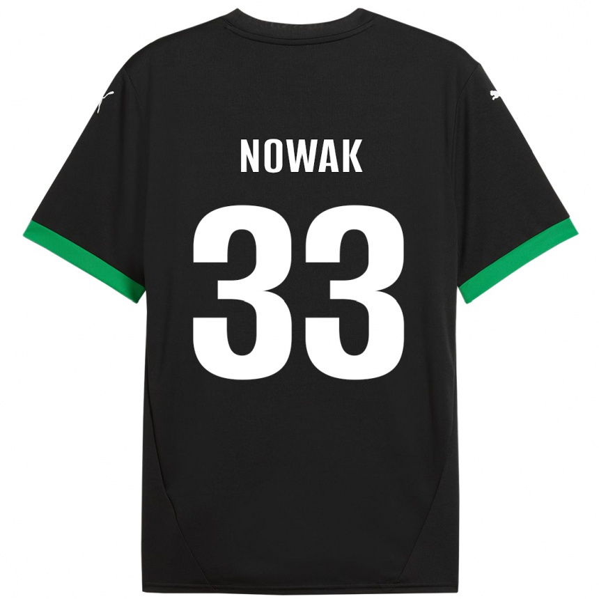 Kinder Fußball Julie Nowak #33 Schwarz Dunkelgrün Heimtrikot Trikot 2024/25 T-Shirt Luxemburg