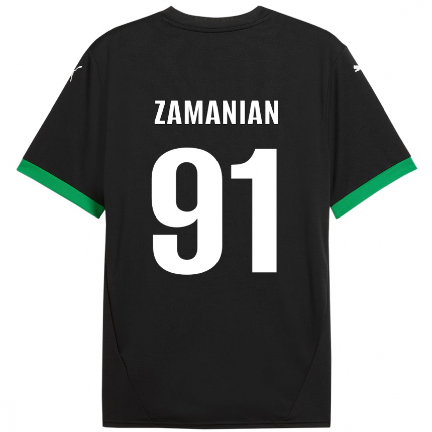 Kinder Fußball Annahita Zamanian #91 Schwarz Dunkelgrün Heimtrikot Trikot 2024/25 T-Shirt Luxemburg