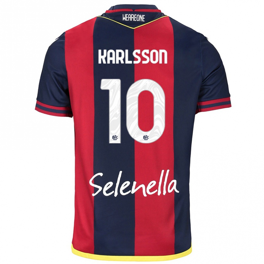 Kinder Fußball Jesper Karlsson #10 Rot Königsblau Heimtrikot Trikot 2024/25 T-Shirt Luxemburg