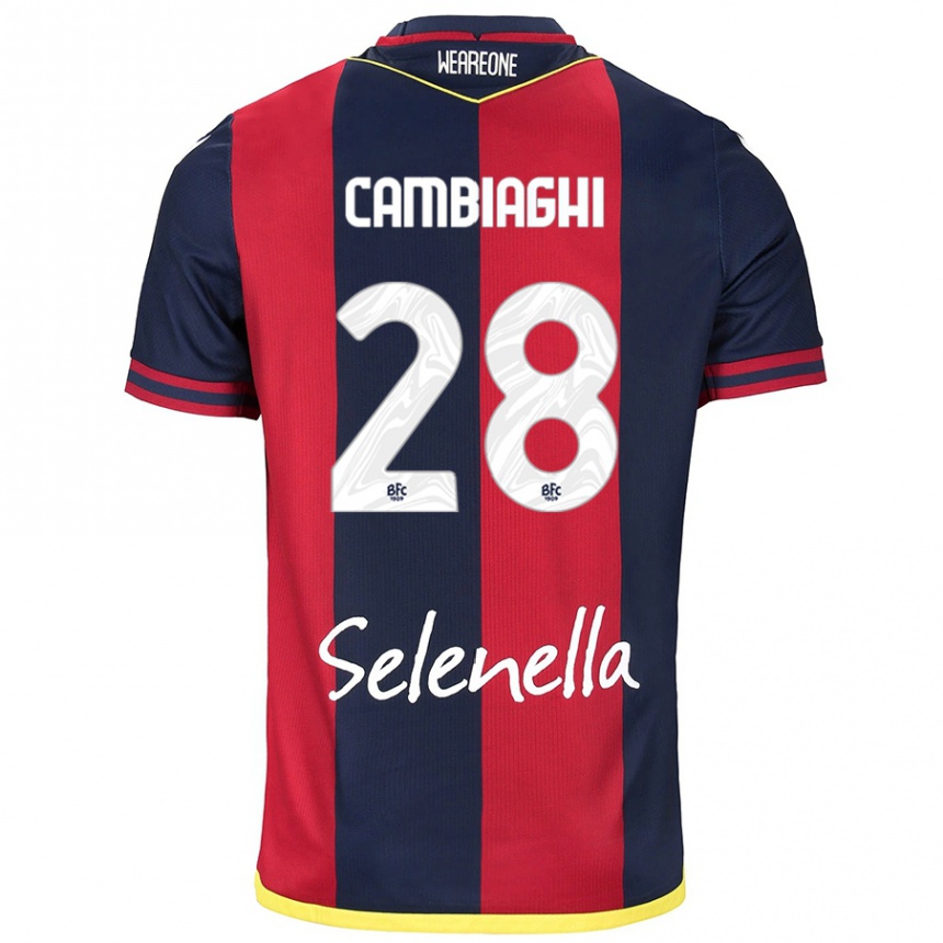 Kinder Fußball Nicolò Cambiaghi #28 Rot Königsblau Heimtrikot Trikot 2024/25 T-Shirt Luxemburg