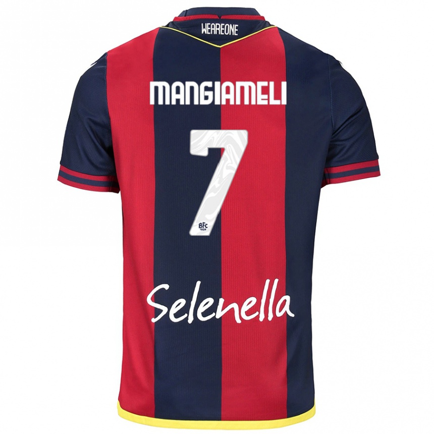 Kinder Fußball Federico Mangiameli #7 Rot Königsblau Heimtrikot Trikot 2024/25 T-Shirt Luxemburg