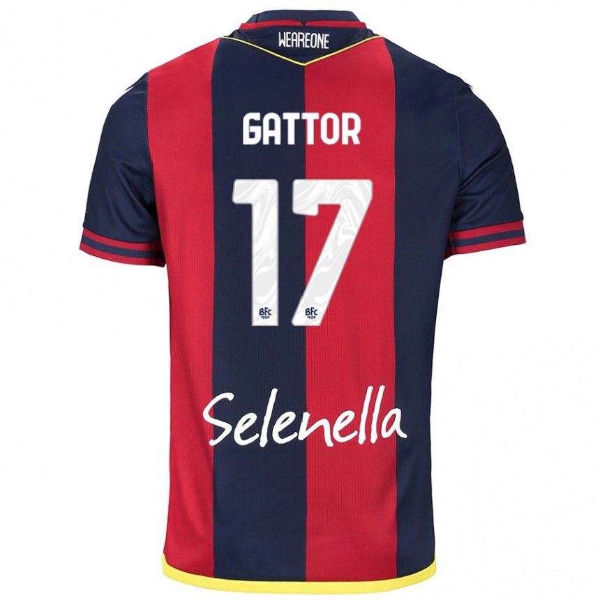 Kinder Fußball Gianluca Gattor #17 Rot Königsblau Heimtrikot Trikot 2024/25 T-Shirt Luxemburg