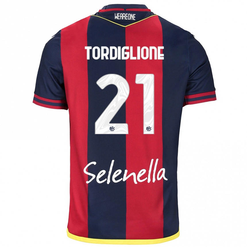 Kinder Fußball Nicolò Tordiglione #21 Rot Königsblau Heimtrikot Trikot 2024/25 T-Shirt Luxemburg