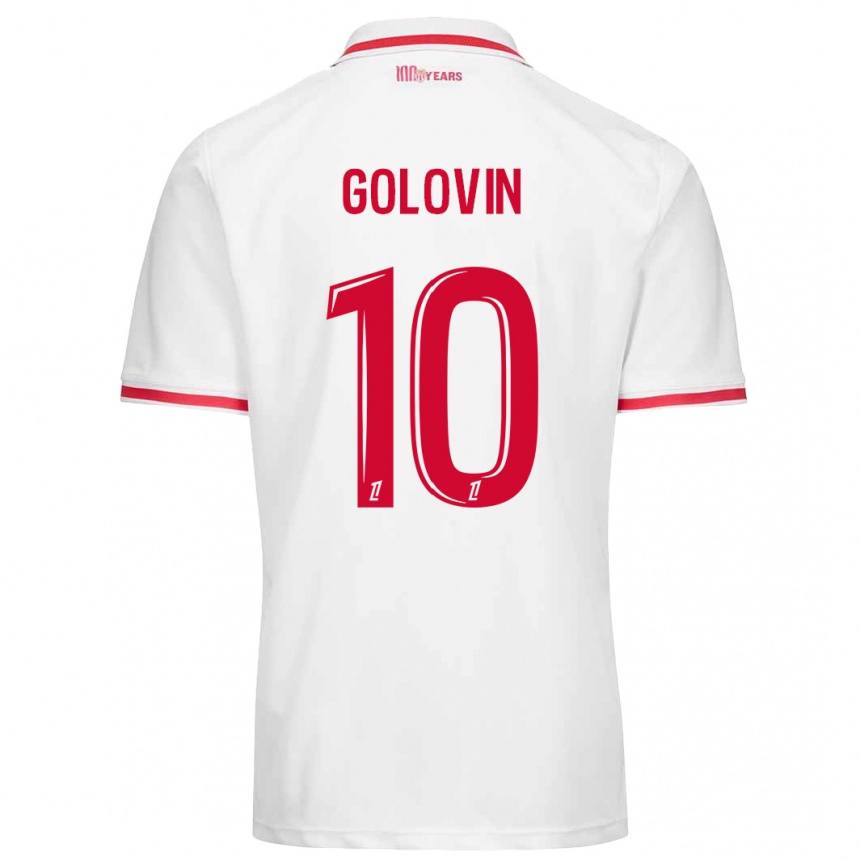 Kinder Fußball Aleksandr Golovin #10 Weiß Rot Heimtrikot Trikot 2024/25 T-Shirt Luxemburg