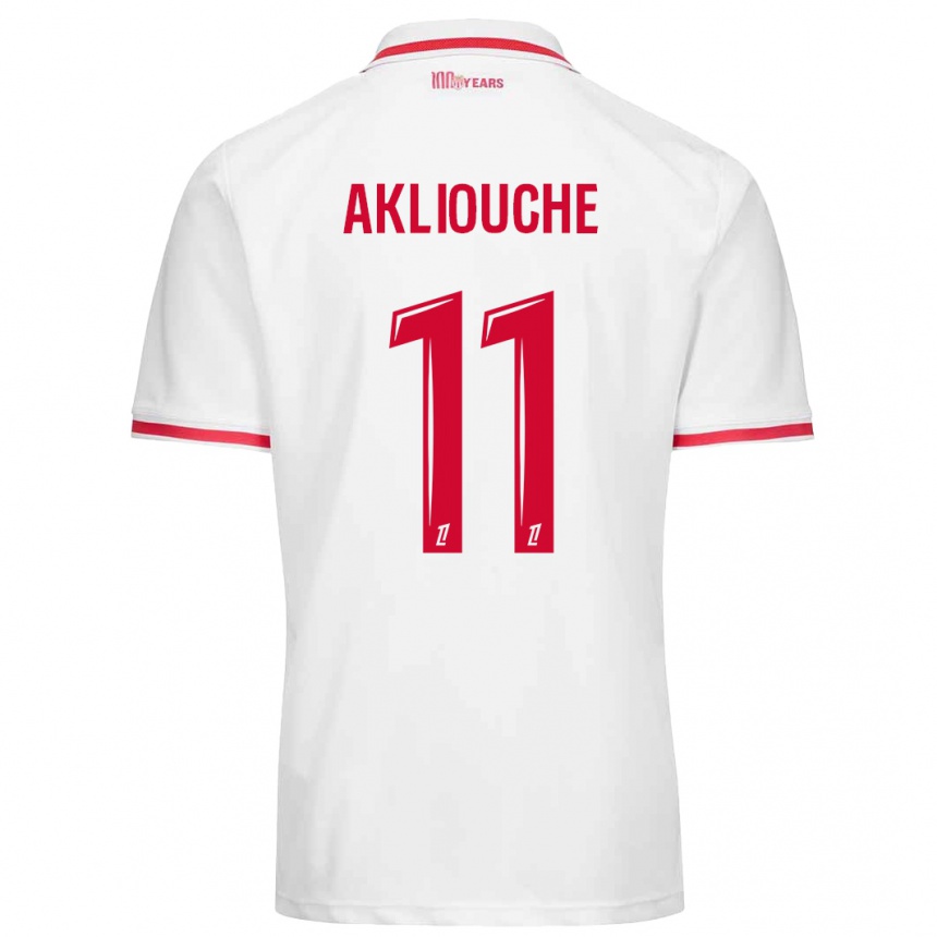 Kinder Fußball Maghnes Akliouche #11 Weiß Rot Heimtrikot Trikot 2024/25 T-Shirt Luxemburg