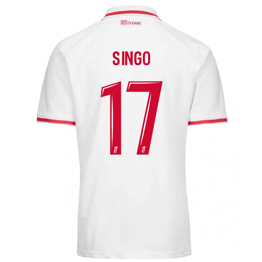 Kinder Fußball Wilfried Singo #17 Weiß Rot Heimtrikot Trikot 2024/25 T-Shirt Luxemburg