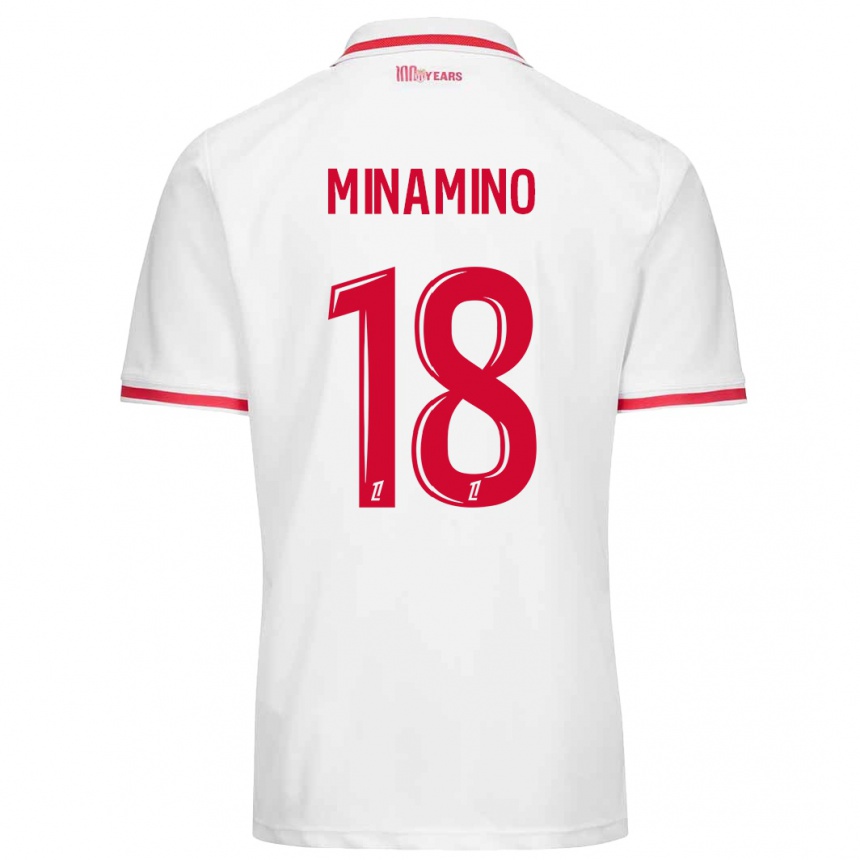 Kinder Fußball Takumi Minamino #18 Weiß Rot Heimtrikot Trikot 2024/25 T-Shirt Luxemburg