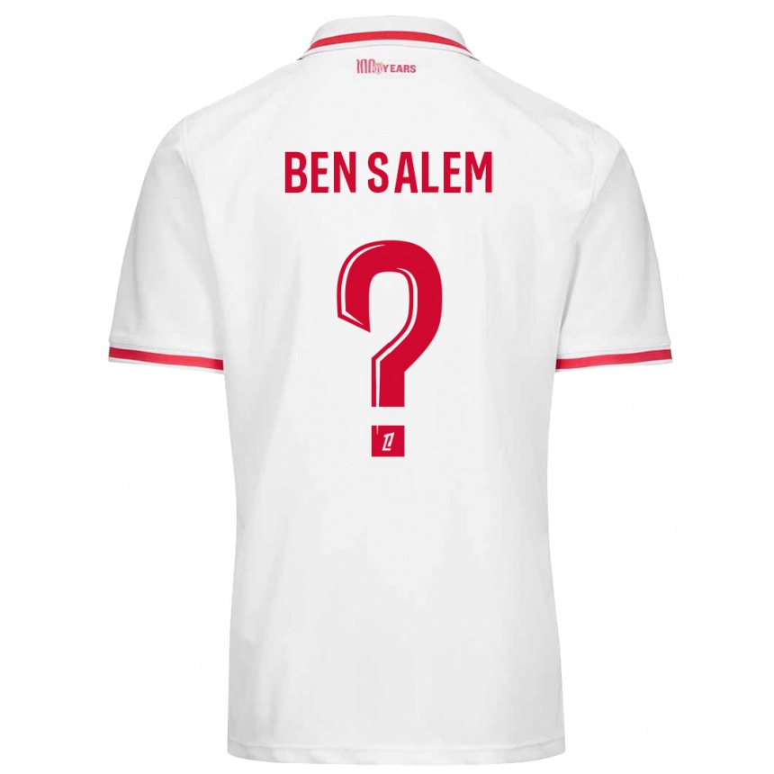 Kinder Fußball Oualid Ben Salem #0 Weiß Rot Heimtrikot Trikot 2024/25 T-Shirt Luxemburg