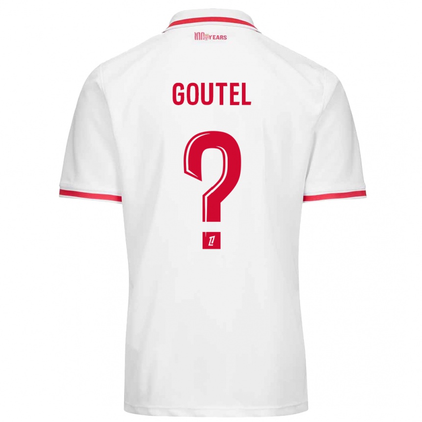 Kinder Fußball Farid Goutel #0 Weiß Rot Heimtrikot Trikot 2024/25 T-Shirt Luxemburg