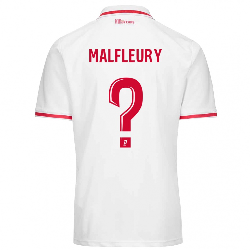 Kinder Fußball Geoffrey Malfleury #0 Weiß Rot Heimtrikot Trikot 2024/25 T-Shirt Luxemburg