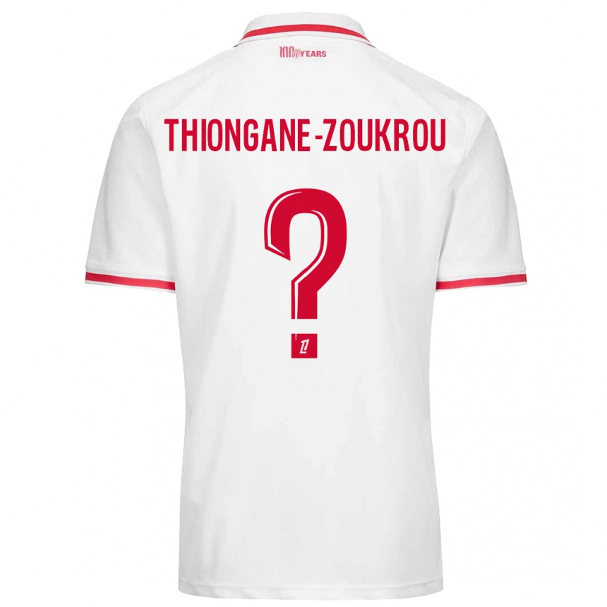 Kinder Fußball Ackah-Tidiane Thiongane-Zoukrou #0 Weiß Rot Heimtrikot Trikot 2024/25 T-Shirt Luxemburg