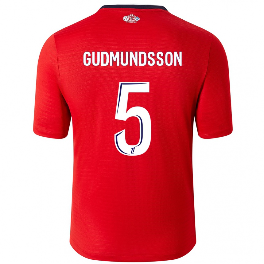 Kinder Fußball Gabriel Gudmundsson #5 Rot Weiß Heimtrikot Trikot 2024/25 T-Shirt Luxemburg