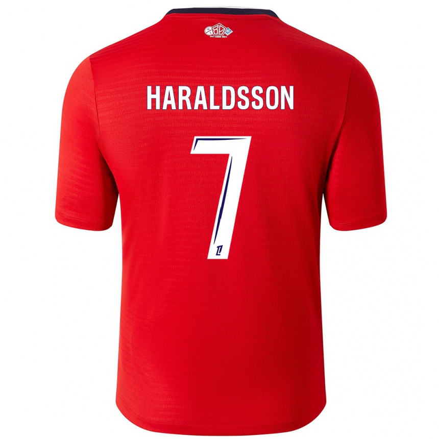 Kinder Fußball Hákon Arnar Haraldsson #7 Rot Weiß Heimtrikot Trikot 2024/25 T-Shirt Luxemburg