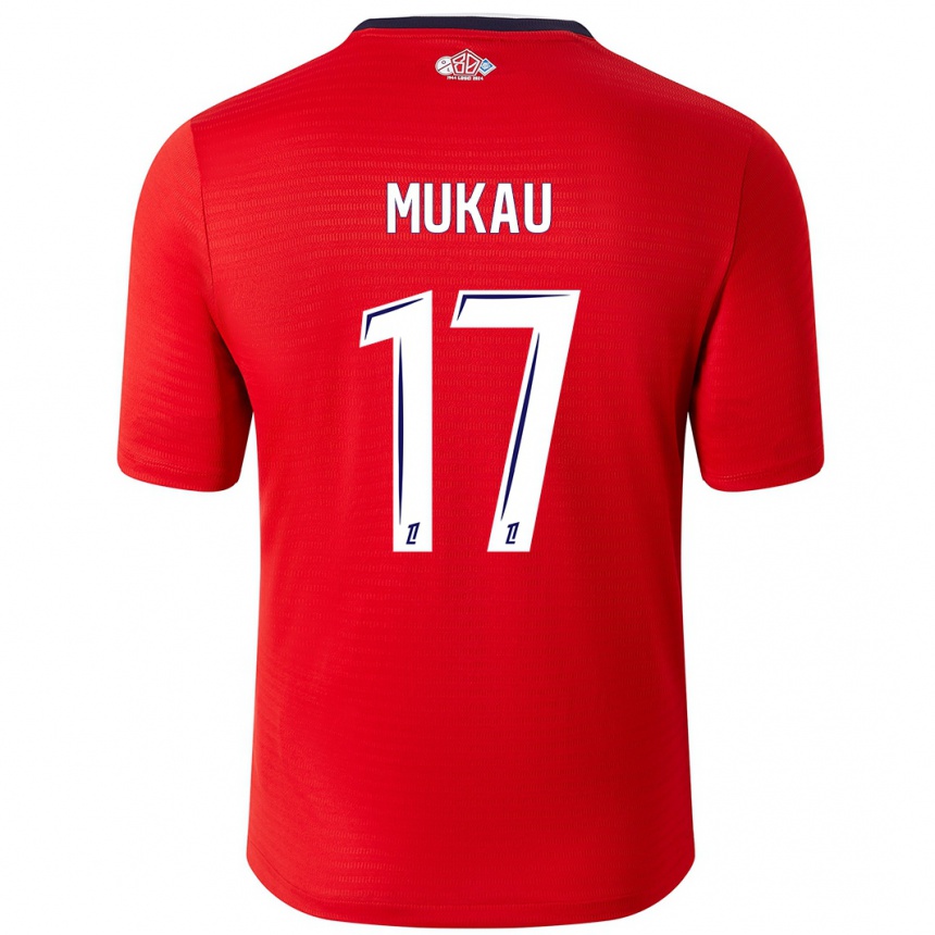 Kinder Fußball Ngal'ayel Mukau #17 Rot Weiß Heimtrikot Trikot 2024/25 T-Shirt Luxemburg