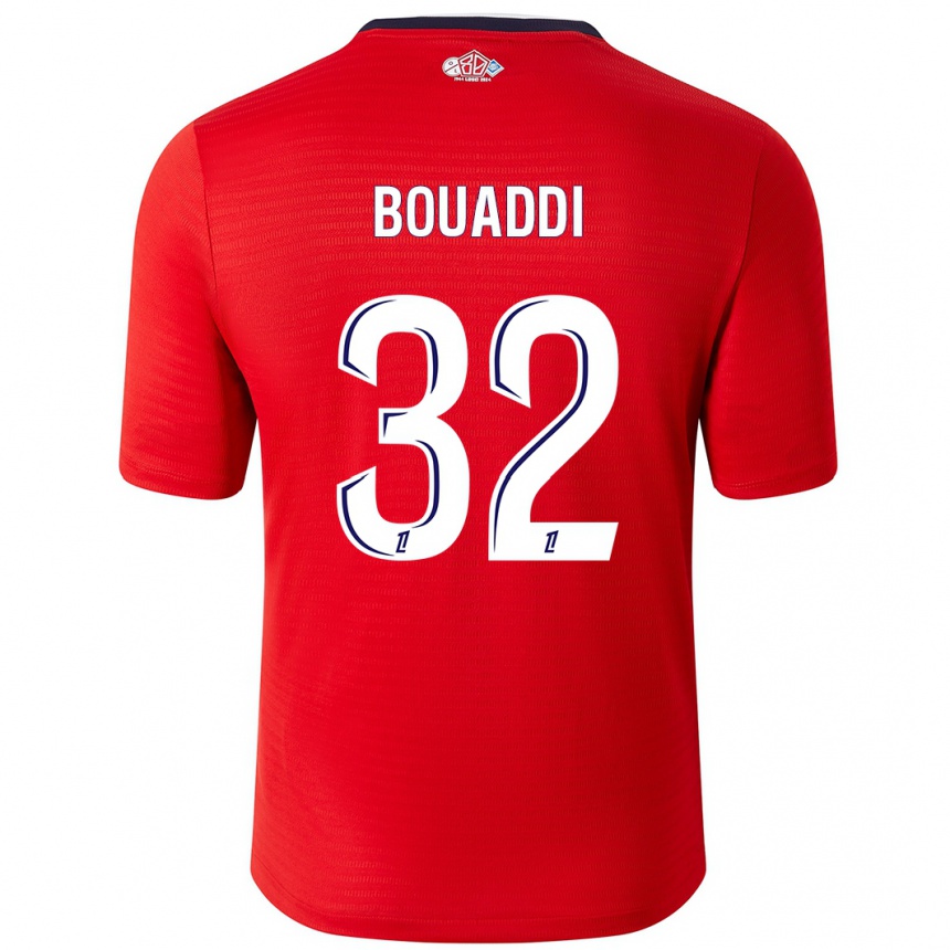 Kinder Fußball Ayyoub Bouaddi #32 Rot Weiß Heimtrikot Trikot 2024/25 T-Shirt Luxemburg