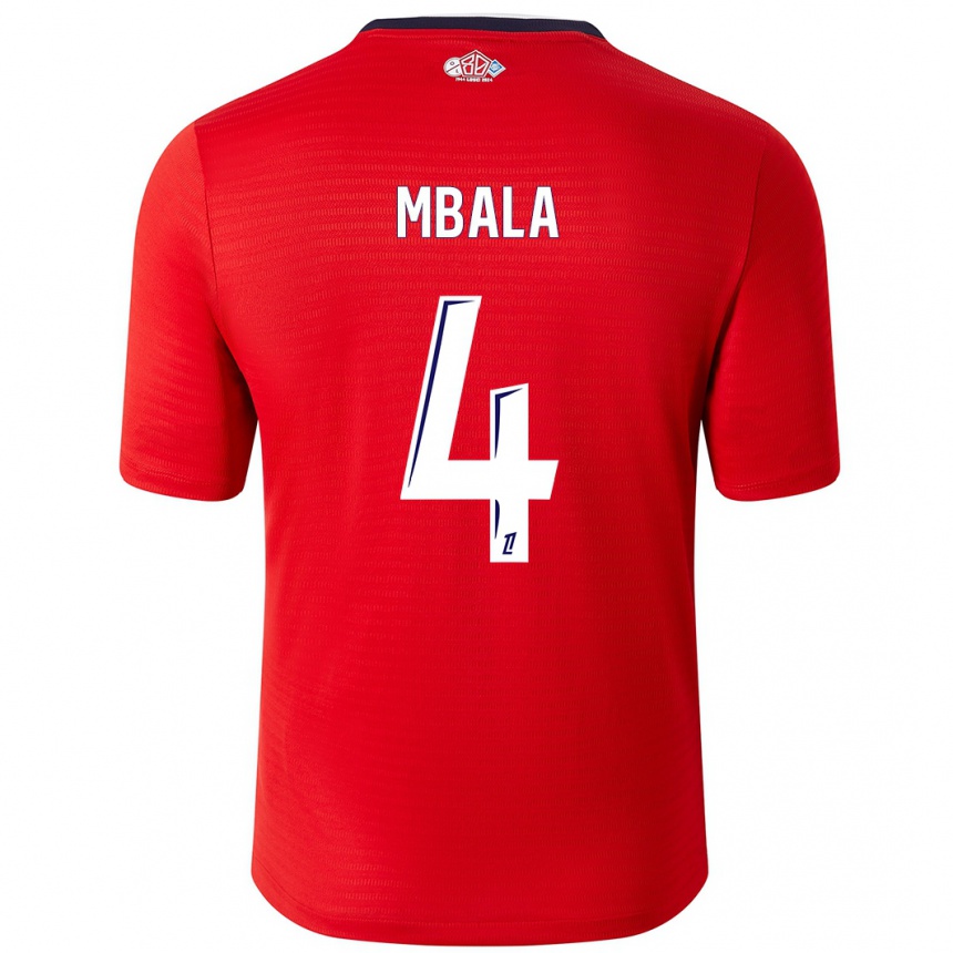 Kinder Fußball Olivia Mbala #4 Rot Weiß Heimtrikot Trikot 2024/25 T-Shirt Luxemburg