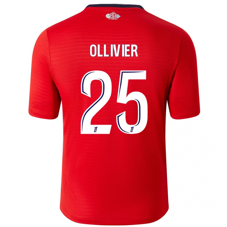 Kinder Fußball Agathe Ollivier #25 Rot Weiß Heimtrikot Trikot 2024/25 T-Shirt Luxemburg