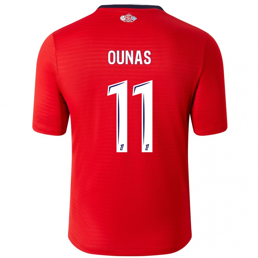 Kinder Fußball Adam Ounas #11 Rot Weiß Heimtrikot Trikot 2024/25 T-Shirt Luxemburg