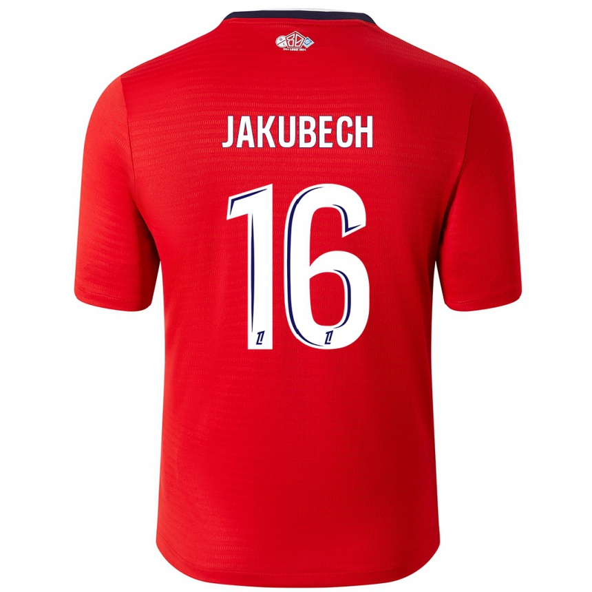 Kinder Fußball Adam Jakubech #16 Rot Weiß Heimtrikot Trikot 2024/25 T-Shirt Luxemburg