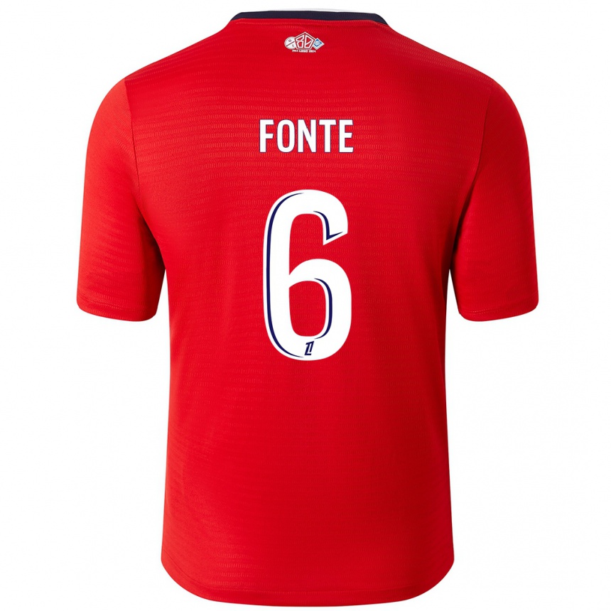 Kinder Fußball Jose Fonte #6 Rot Weiß Heimtrikot Trikot 2024/25 T-Shirt Luxemburg