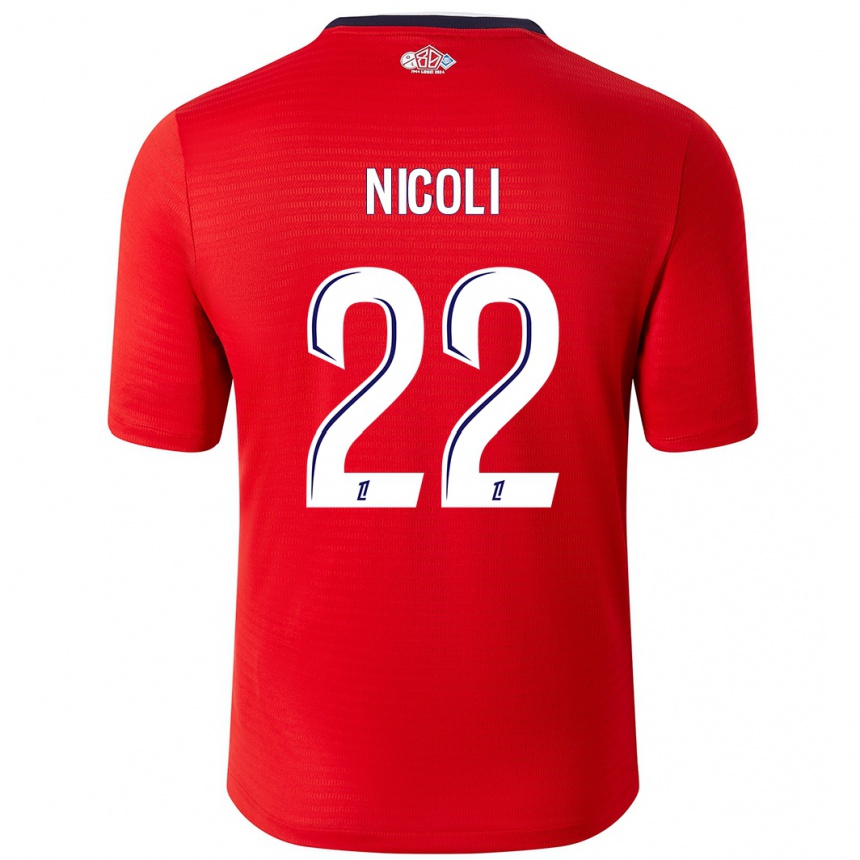 Kinder Fußball Morgane Nicoli #22 Rot Weiß Heimtrikot Trikot 2024/25 T-Shirt Luxemburg